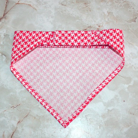 Hand Crafted Cat Hand Crafted Pink Houndstooth Cat Bandana Velcro
